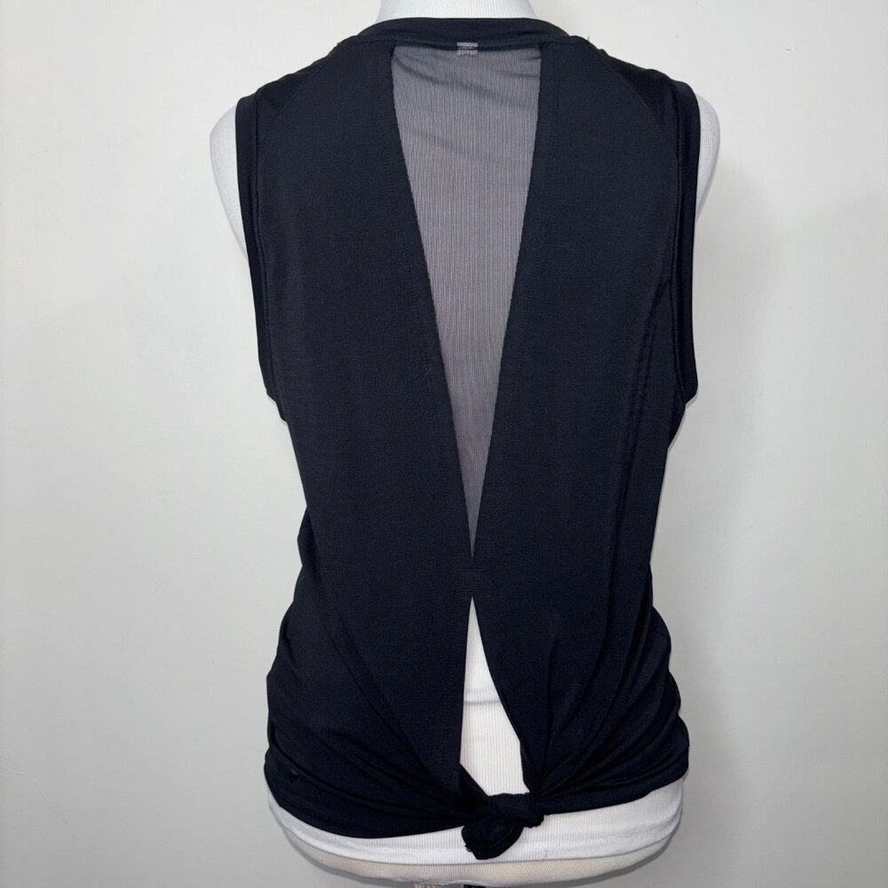 Fabletics Women's XS Black Top Mesh and Knot Back Tank Top